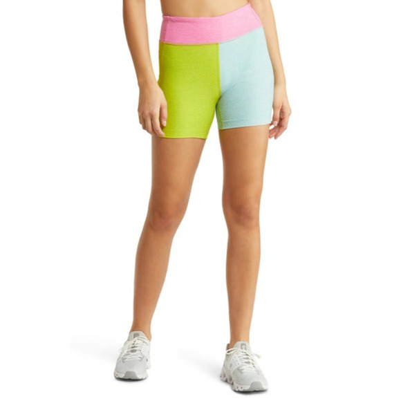 OUTDOOR VOICES Warmup 5" Shorts XS Bubblegum Pink Green Blue Colorblock NWT - Picture 2 of 12